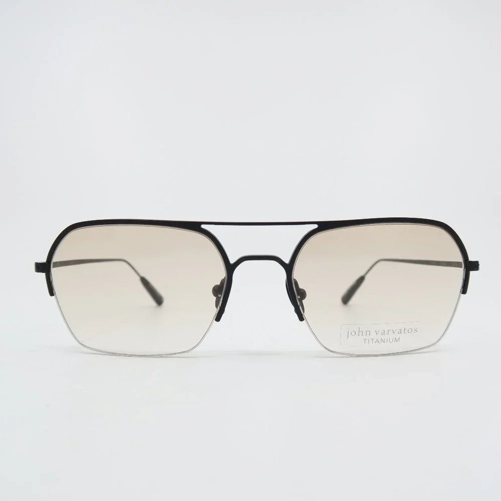 John Varvatos V173 53mm Black Titanium/Brown Gradient Half Rim, New Sunglasses.